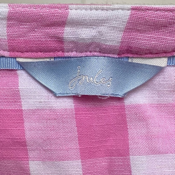 🌸 Y2K 90s Pink Checkered Linen Sleeveless Shift Vneck Dress with Pockets! 🌸 - Picture 4 of 4